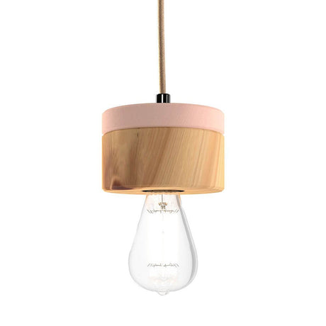 Suspension en bois Ø 11 cm en 3 essences de bois avec un design pastel et une esthétique naturelle.