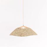 Wooden pendant lamp with shade Ø 62cm curved