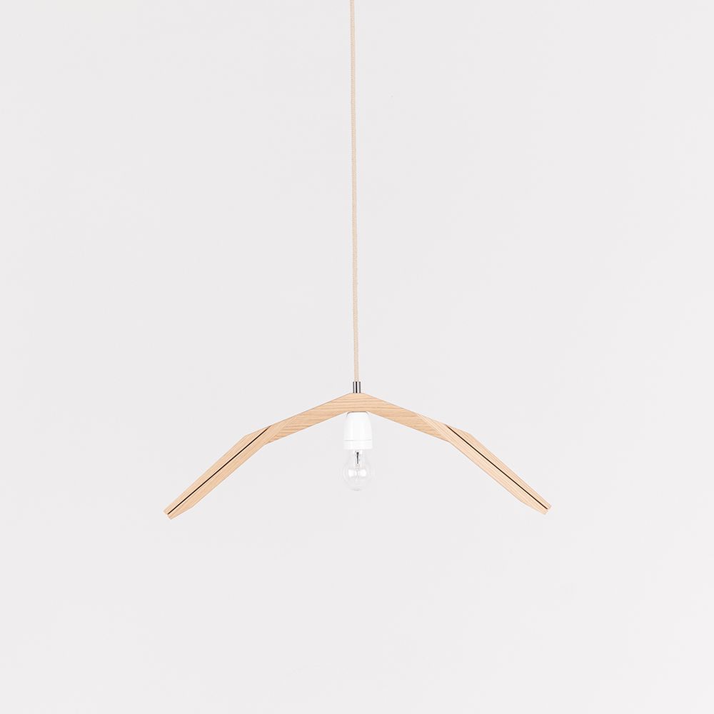 Wooden pendant lamp with shade Ø 62cm curved