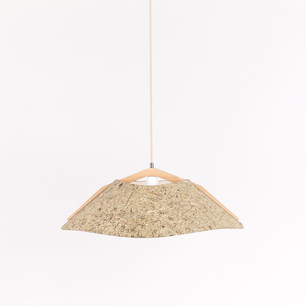 Lámpara colgante de madera con pantalla curva Ø 62cm