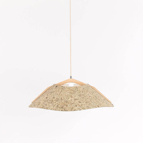 Holz Hängeleuchte mit Schirm Ø 62cm geschwungen