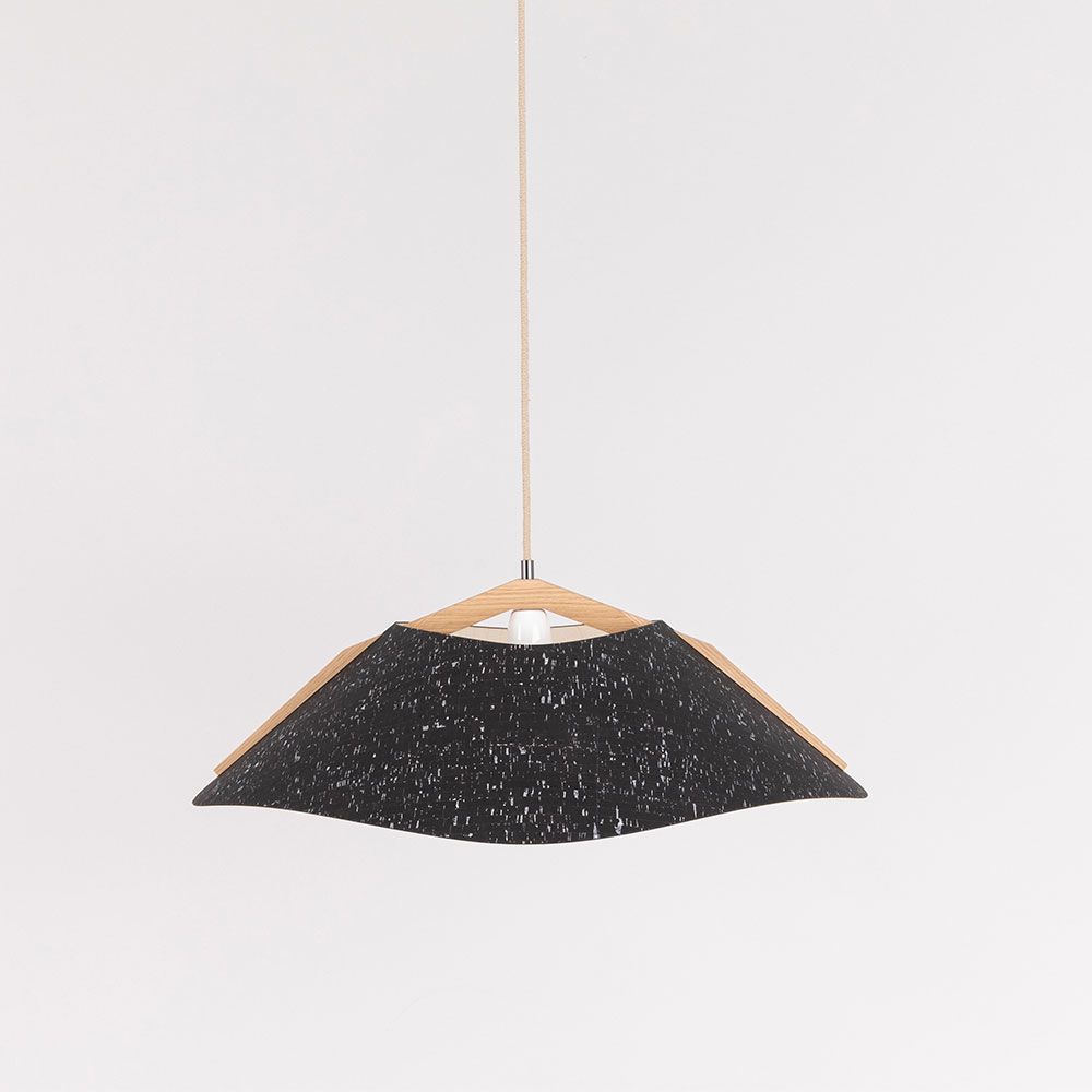 Lámpara colgante de madera con pantalla curva Ø 62cm