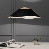 Wooden pendant lamp with shade Ø 62cm curved