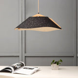 Wooden pendant lamp with shade Ø 62cm curved