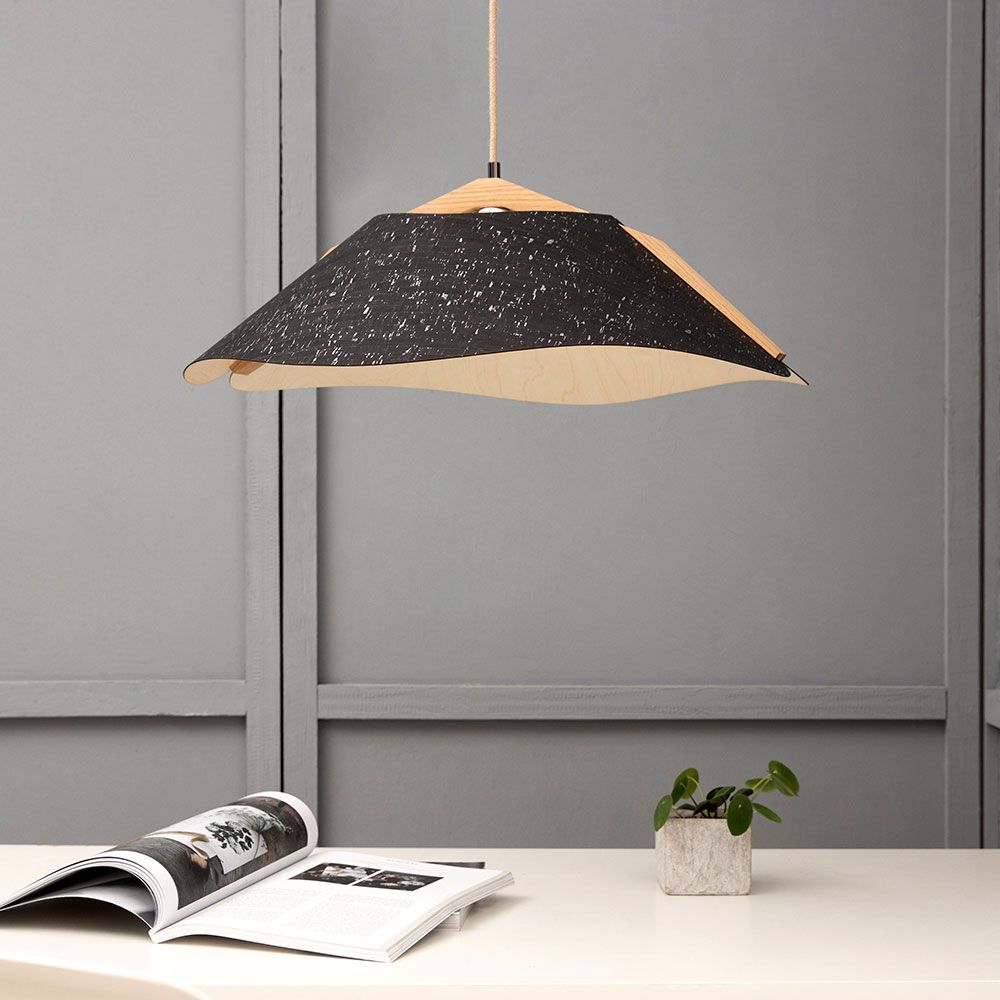 Lámpara colgante de madera con pantalla curva Ø 62cm