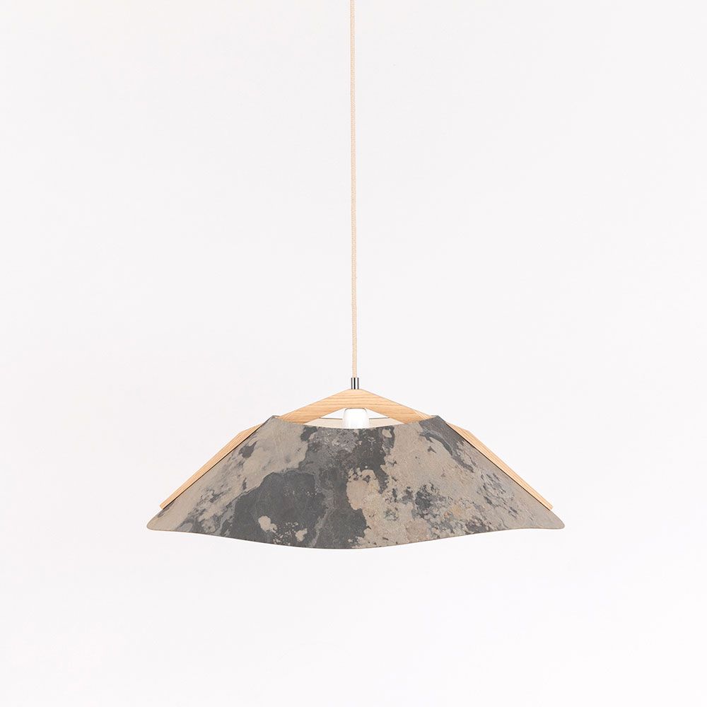 Lámpara colgante de madera con pantalla curva Ø 62cm