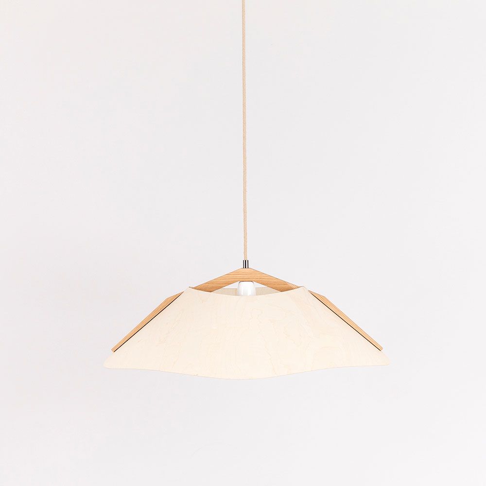 Wooden pendant lamp with shade Ø 62cm curved