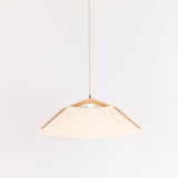 Wooden pendant lamp with shade Ø 62cm curved