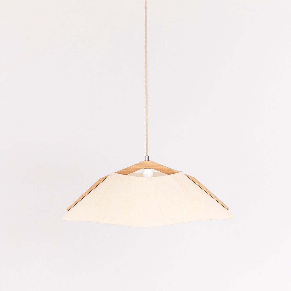Lámpara colgante de madera con pantalla curva Ø 62cm