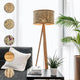 Moderne Holz Stehlampe 163cm mit organischem Heuschirm, elegantes Design und natürliche Materialien.