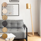 Wooden floor lamp with shade cylindrical 167cm