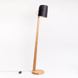 Wooden floor lamp with shade cylindrical 167cm