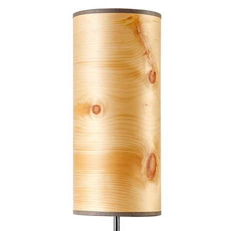 Holz-Tischlampe Arboreus 50cm Zirbe mit zylindrischem Schirm aus Echtholzfurnier.