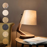 Wooden Table Lamp with Shade Cylindrical