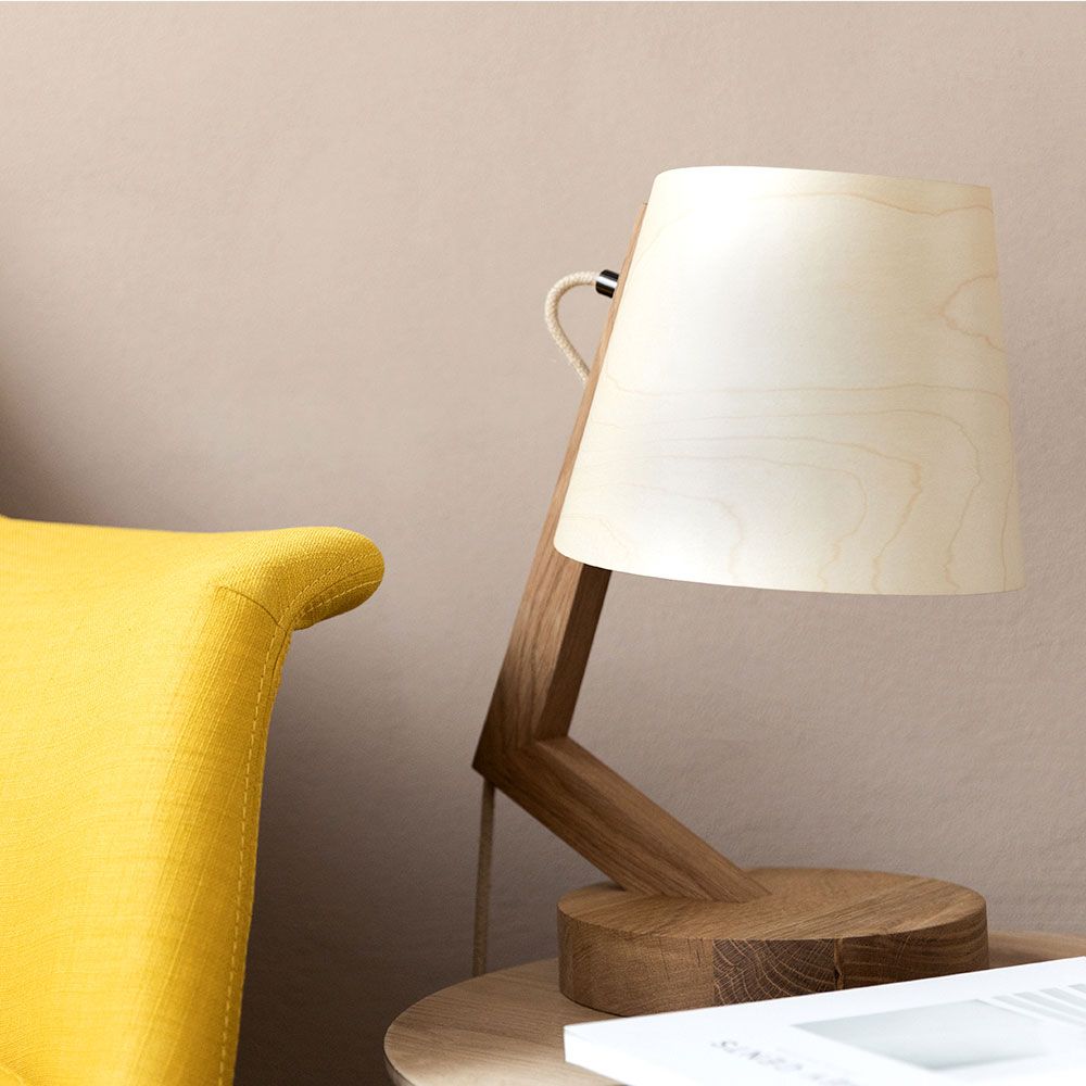 Wooden Table Lamp with Shade Cylindrical