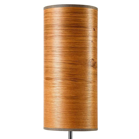 Holz-Tischleuchte Arboreus 50cm Deutsche Eiche mit zylindrischem Schirm aus Echtholzfurnier.