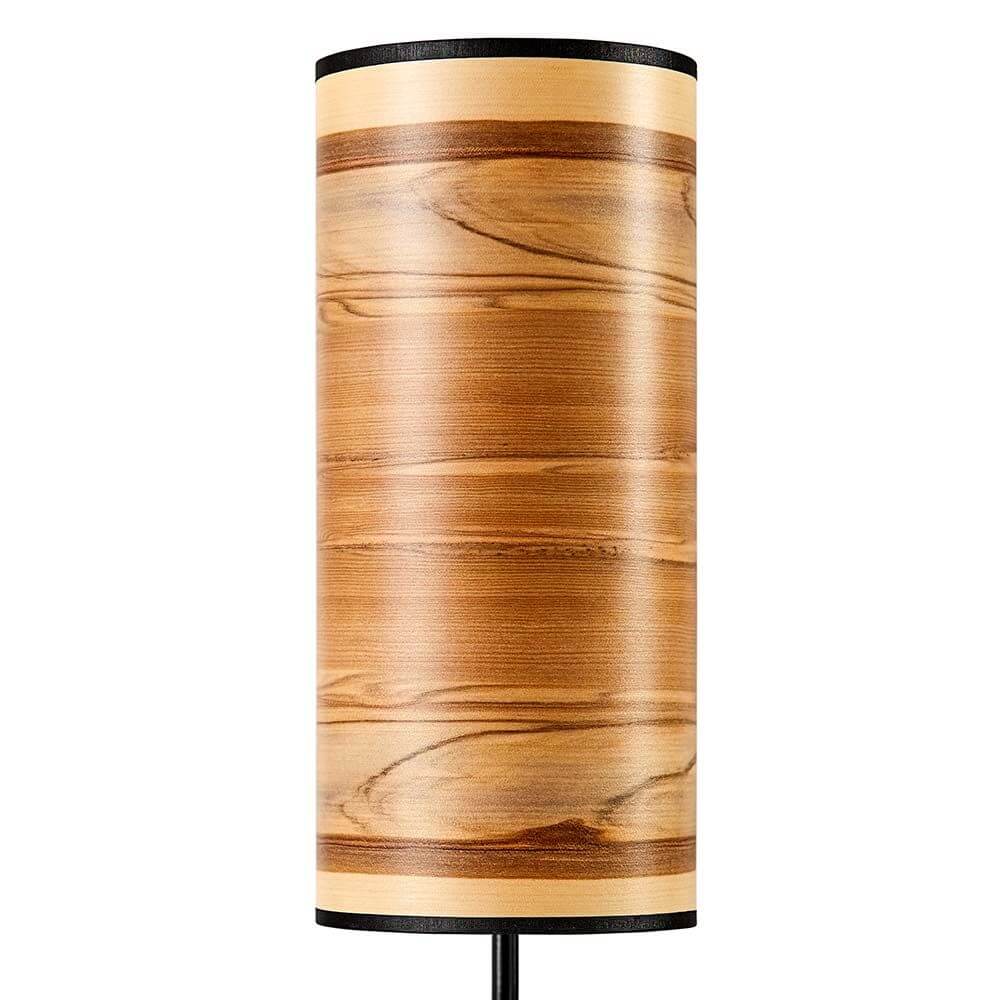 Holz-Tischleuchte Arboreus 50cm Satin Nussbaum mit zylindrischem Schirm und echtem Holzfurnier.