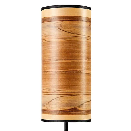 Holz-Tischleuchte Arboreus 50cm Satin Nussbaum mit zylindrischem Schirm und echtem Holzfurnier.