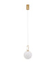 Hook LED Pendelleuchte Ø 18cm 3000K Gold-Gebürstet, Weiß an einem goldenen Aufhängesystem.