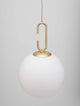 Hook LED Pendelleuchte Ø 18cm 3000K Gold-Gebürstet, Weiß - elegante Pendelleuchte aus Glas und Metall.