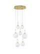Hook LED Pendelleuchte 7-flammig Ø 56,6cm 3000K Gold-Gebürstet, Weiß - moderne Glas-Metall-Leuchte für stilvolles Ambiente.