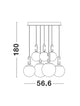 Hook LED Pendelleuchte 7-flammig Ø 56,6cm 3000K Gold-Gebürstet, Weiß - technische Zeichnung