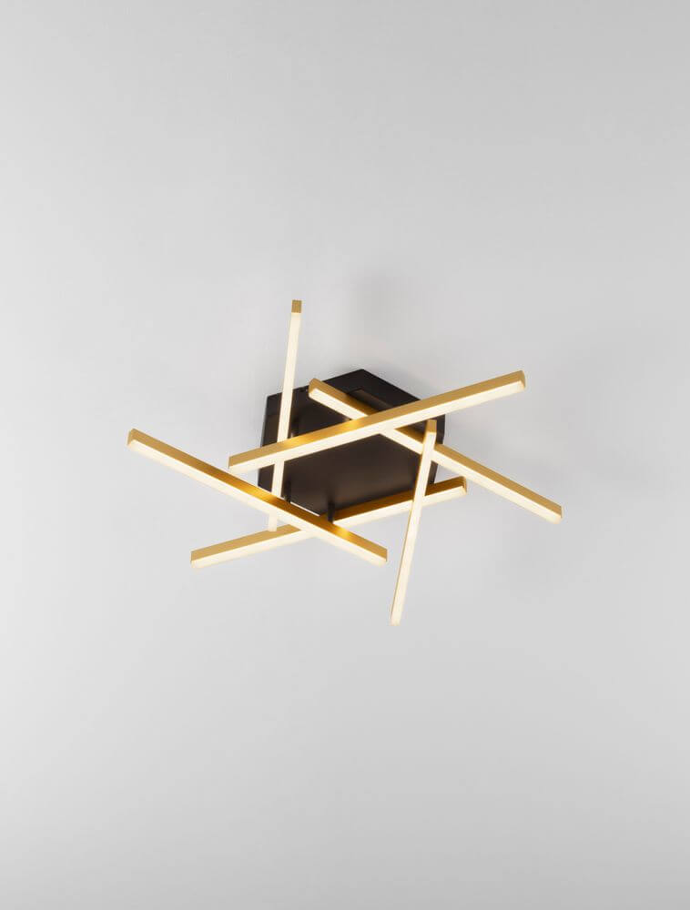 Hyde LED Deckenleuchte 3000K Gold-Gebürstet, Schwarz - moderne Deckenlampe mit stilvollem Design von Nova Luce