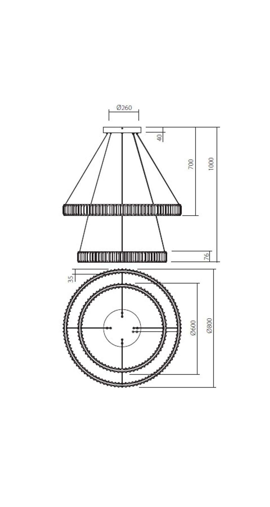 LED-Pendellampe Akala 2-lys Ø 60+80 cm dæmpbar 