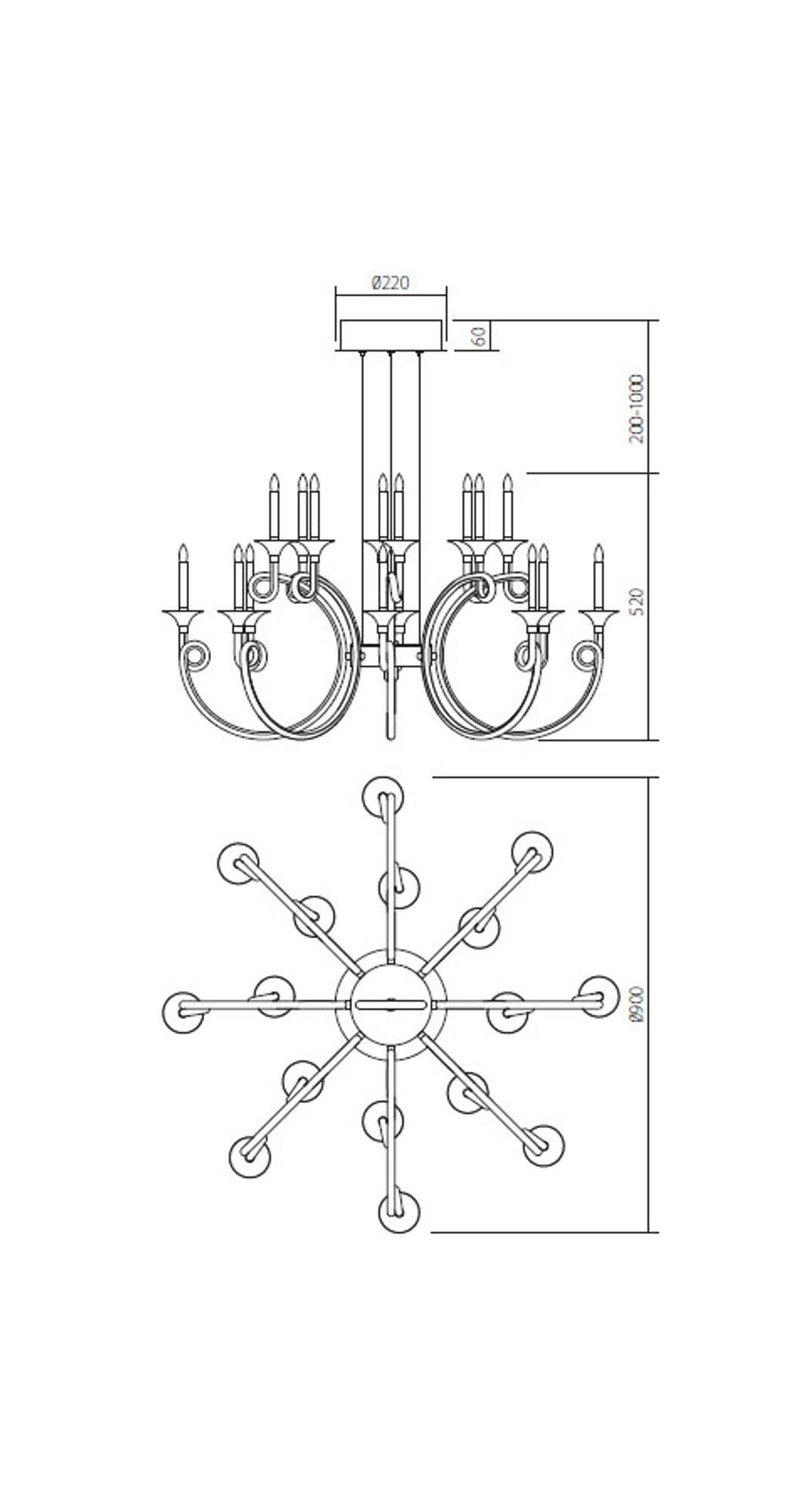 LED-lampadario Chateau a 16 luci 