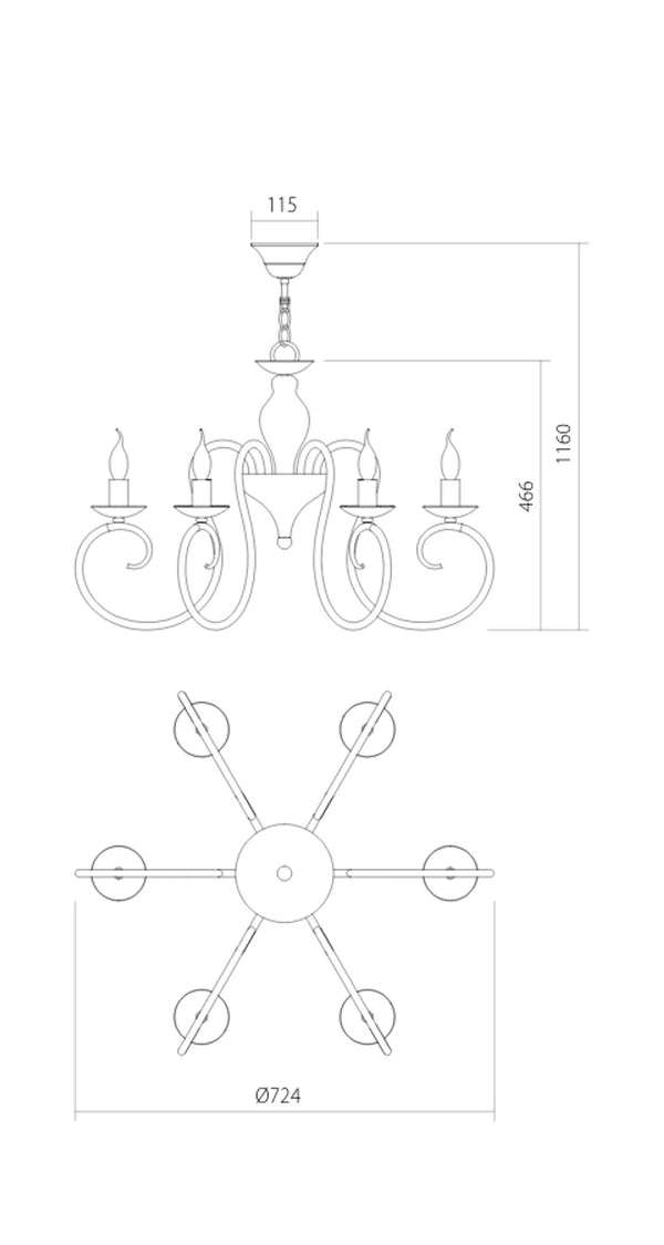 Lámpara de araña Circe de 6 luces 