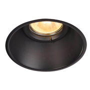 IP HORN 1xGU10 Black high-voltage recessed light made of steel with an offset light source.