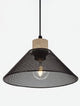 Ian Pendelleuchte E27 Schwarz - stilvolle Leuchte im Vintage-Stil mit robustem Metall und Holz.