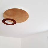 Moderne LED-Deckenleuchte Vera in Gold und Rost mit 50cm Durchmesser, dimmbar und warmweißem Licht.