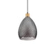 Bergen Glas Pendellampe mit dekorativem, diamantförmigem Design und Holzdetails, ideal für moderne Innenräume.