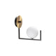 moderne Birds Wandleuchte in elegantem Design mit goldener Halterung und runder Glasleuchte.