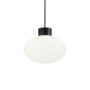 Clio Außen-Pendelleuchte IP44, moderne Glaspendelleuchte in ovaler Form, geeignet für den Außenbereich.
