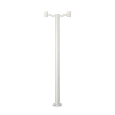 Clio outdoor floor lamp with 2 lights in a modern design in elegant white for outdoor use.