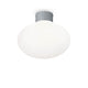 Clio Baldachin IP44 moderne Deckenleuchte mit weißem Glas und silbernem Deckenelement.
