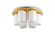 Daisy Deckenleuchte mit goldener Deckenplatte und weißen Lampenschirmen im modernen Design.