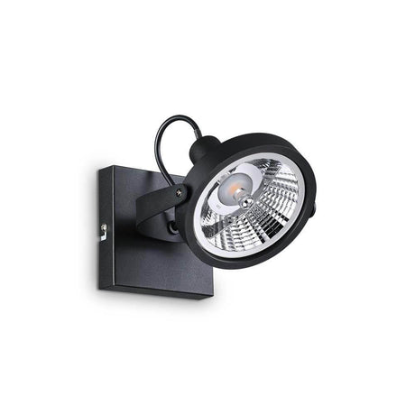 Lampe de plafond Glim noire montée au mur, solution d’éclairage moderne et élégante.