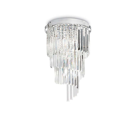 Ceiling light Carlton Pl8 with crystal ornaments and elegant chrome finish.