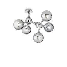 Nodi ceiling light chrome 5-light chrome with modern, glossy spheres for stylish lighting.