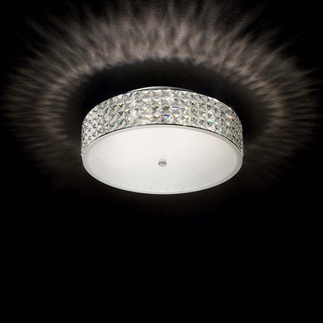 Moderne loftslampe Roma Pl6 med krystaldekoreret kant, ideel til stilfuld rumbelysning.