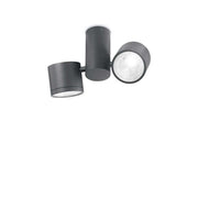 Deckenleuchte Sunglasses Pl2 Anthrazit, moderne LED-Deckenleuchte mit zwei schwenkbaren Modulen und Glasdiffusoren