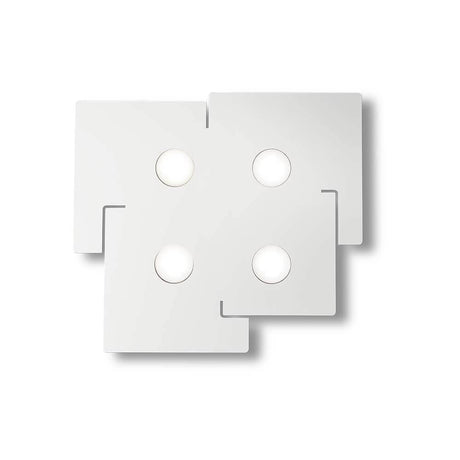Plafonnier Totem à 4 flammes blanc au design moderne avec quatre sources lumineuses