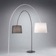 Dorsale Bogen Stehleuchte ohne Schirm 230cm, elegante Stehleuchte mit zwei verschiedenen Schirmen.