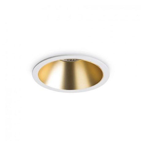LED Einbaustrahler Game Round Weiß, Gold mit elegantem Design und runder Aluminium-Oberfläche.