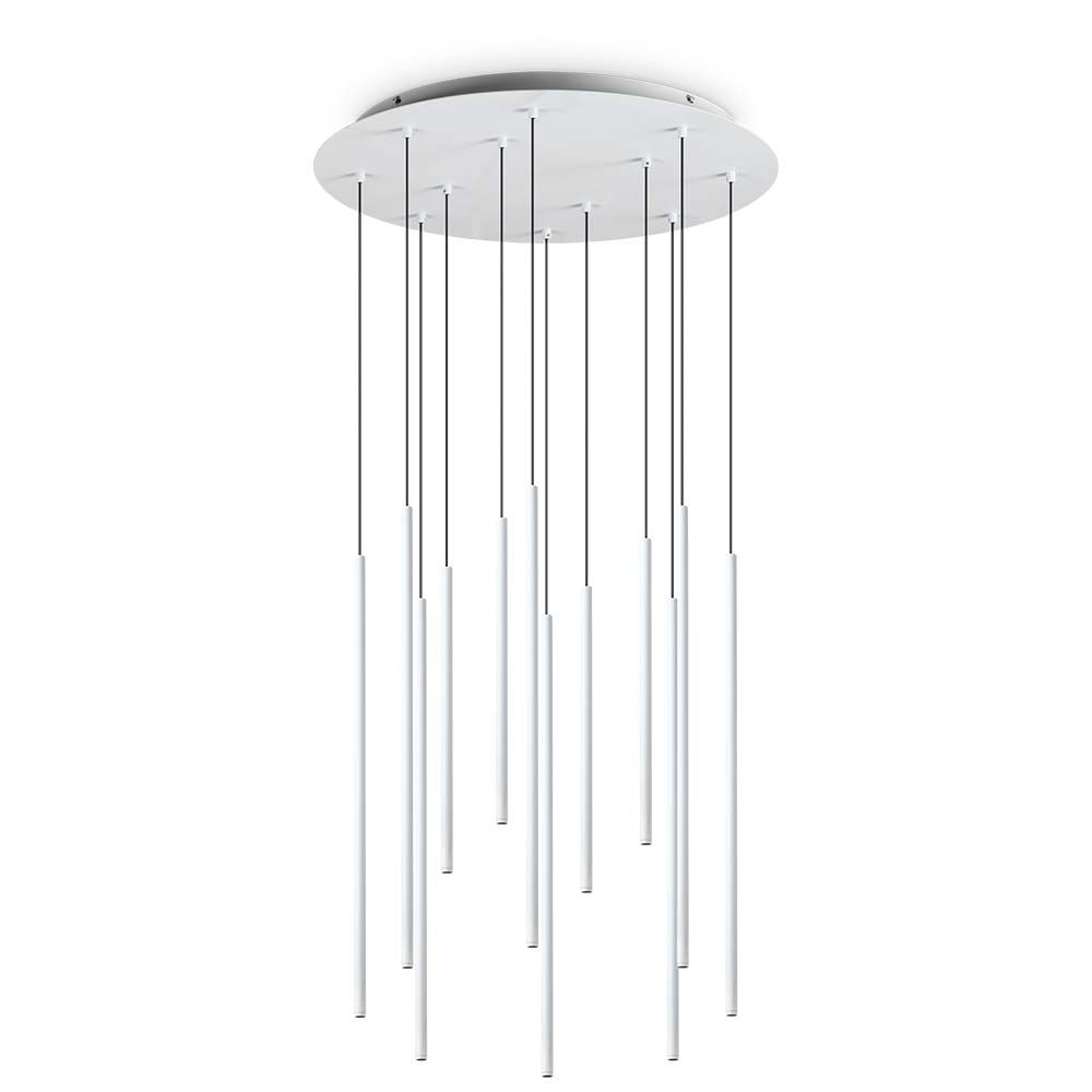 Filo LED Pendelleuchte Aufhängung mit schlichten, hängenden Lichtstäben für modernes Ambiente.