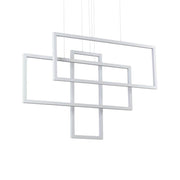 Frame LED Metall-Pendelleuchte mit modernem, geometrischem Design in weißer Ausführung.
