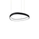 Gemini LED Ring Pendelleuchte in elegantem Schwarz, schwebend im Raum, modern und stilvoll.